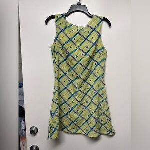 Floral Sleeveless Dress - Green and Blue